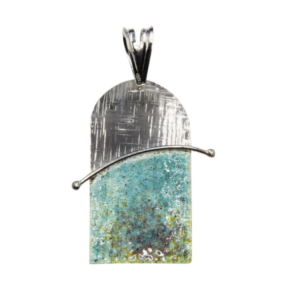 Turquoise, Yellow, Green Enamelled Sterling Silver Pendant by Robert Spotten