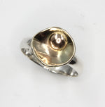 Gold and Silver Buttercup ring - Unique Yellow Gold Ring and Sterling Silver with Gold bead by Robert Spotten