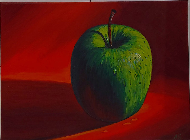Green Apple II - Oil Painting by Alison