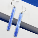 Long enamelled sterling silver earrings - blue, orange or green