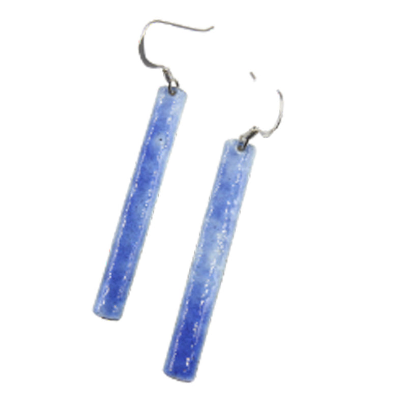 Long enamelled sterling silver earrings - blue, orange or green