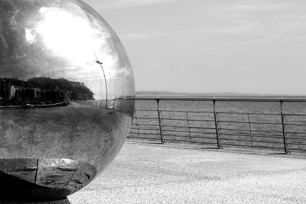Sphere - Abstract Black and White Photograph of Newcastle, Ireland by Mathieu Decodts, Art Photographer