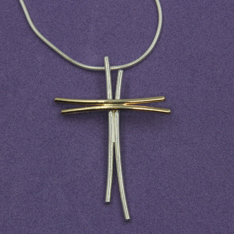 Gold and Sterling Silver Wire Cross