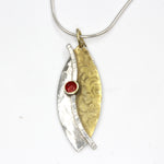 Marquis Shaped Sterling Silver Pendant with Gold Plating and Red Enamel by Robert Spotten
