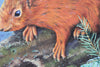 Red Squirrels in Ballycastle Forest - Gouache painting by Robert Spotten