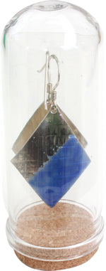 Sterling silver Enamelled Earrings (diamond shape) - blue or green