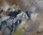 Shadow Whispers - Horse portrait painting by James C B
