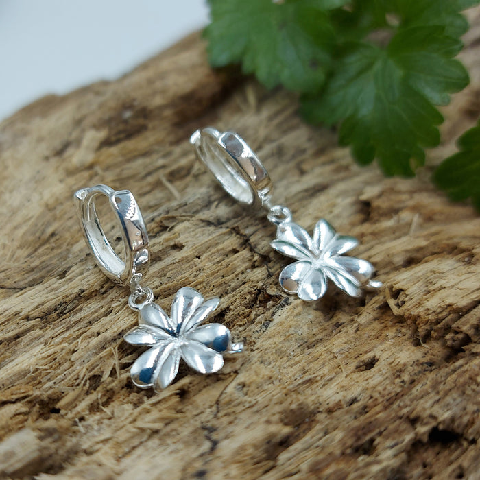 Sterling Silver Hoop Earrings with Celtic Shamrock