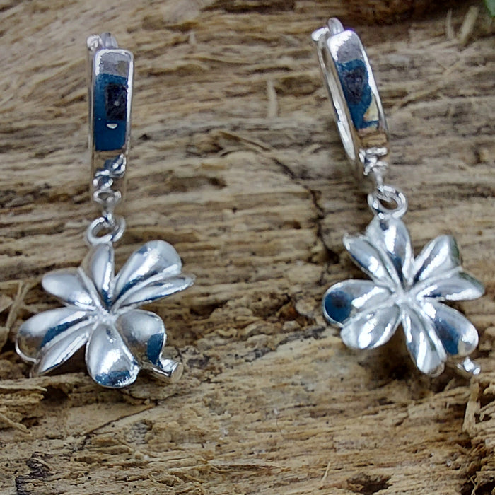 Sterling Silver Hoop Earrings with Celtic Shamrock