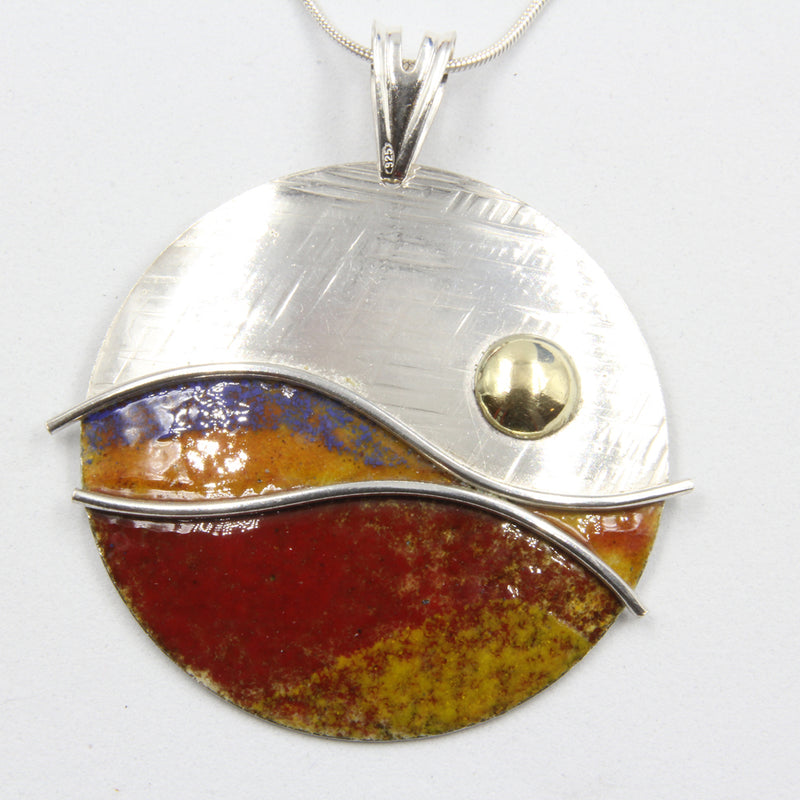 Sunset - Yellow Red Blue Sterling Silver Designer Necklace by Robert Spotten