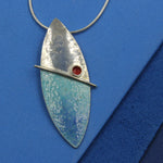 Turquoise, Red, Blue Enamelled Sterling Silver Pendant by Robert Spotten