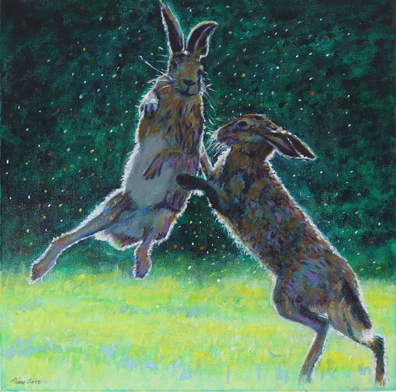 Evening Boxing Match - Hares by Alison