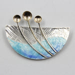 Flowers in Water - Blue Sterling Silver and Gold Designer Necklace by Robert Spotten