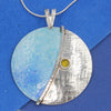Large Turquoise, Yellow, Blue Enamelled Sterling Silver Pendant by Robert Spotten