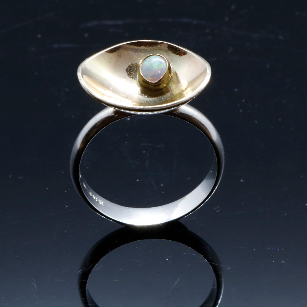 Unique Sterling silver and gold ring with opal, ideal gift for Christmas or anniversary gift. A beautiful ring inspired by nature.