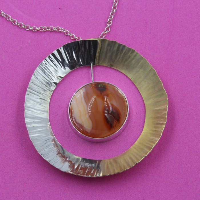 Orange Quartz Sterling Silver Pendant with Gold Plating by Robert Spotten