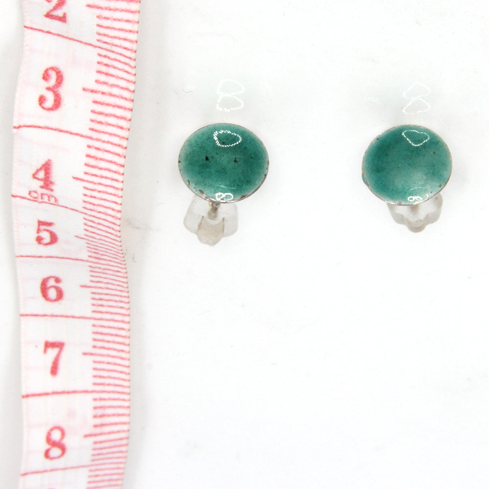 Sterling silver Enamelled Round Stud Earrings - blue or green