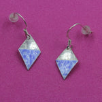 Sterling silver Enamelled Mini Earrings (diamond shape) - blue or green