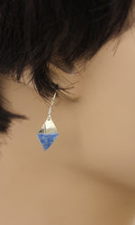 Sterling silver Enamelled Mini Earrings (diamond shape) - blue or green