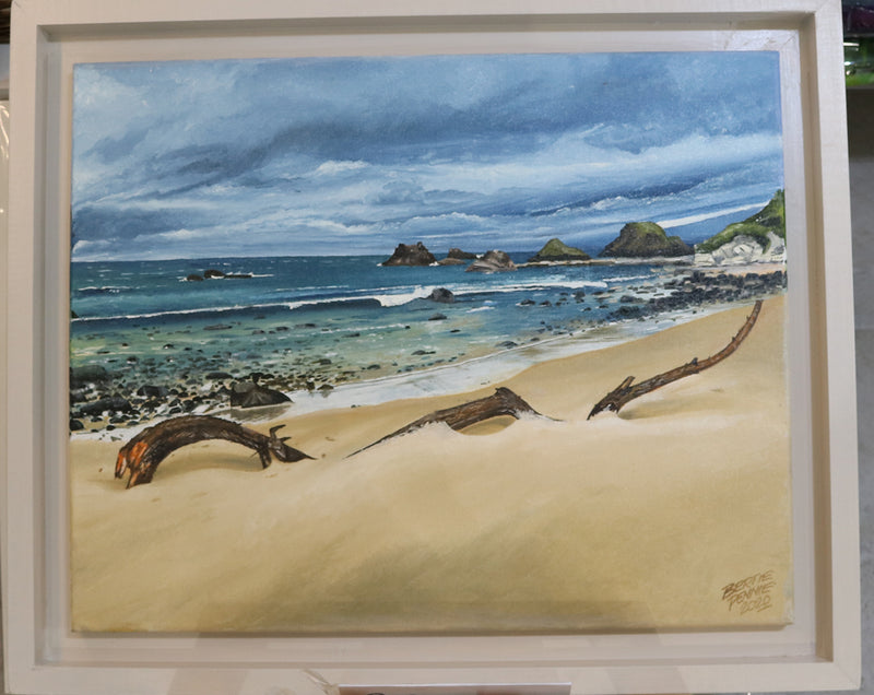 Solitude - Whitepark Bay looking over to Ballintoy, an Irish Landscape Oil Painting by Bertie