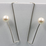 Sterling silver Wire Earrings with Natural Pearls